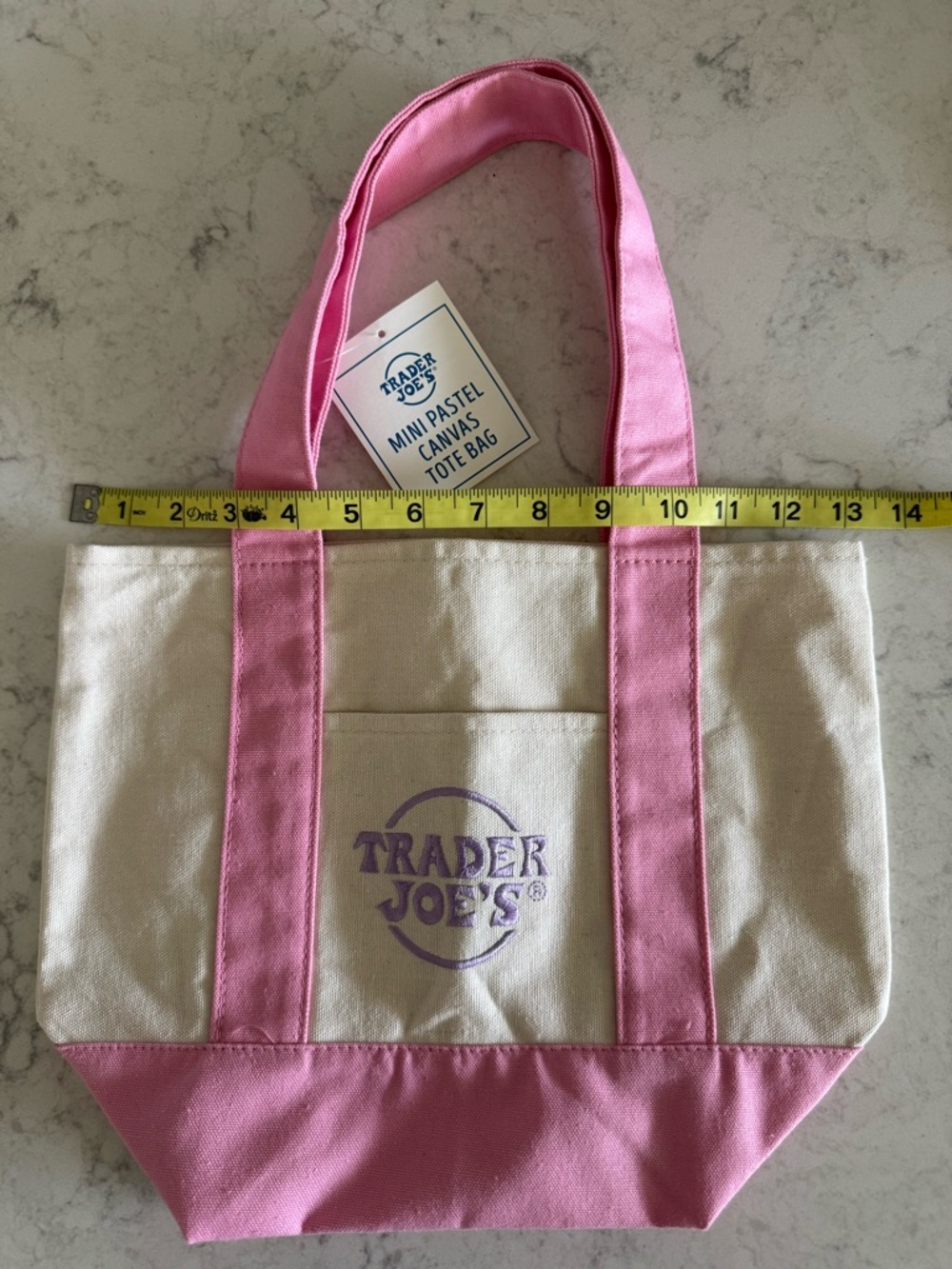Trader Joe’s Pink Lavender Cream Canvas Tote Bag